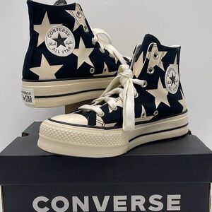 Converse WMNS large stars HIBLACK/NATURAL IVORY/EGRET A09903C PLATFORMS SNEAKERS